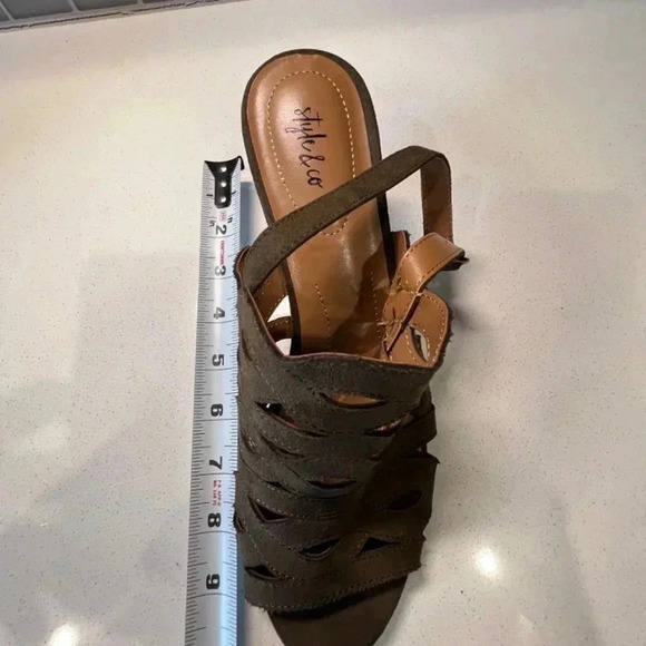 Style & Co Olive Suede Slingback Heels Size 10 - Picture 8 of 16